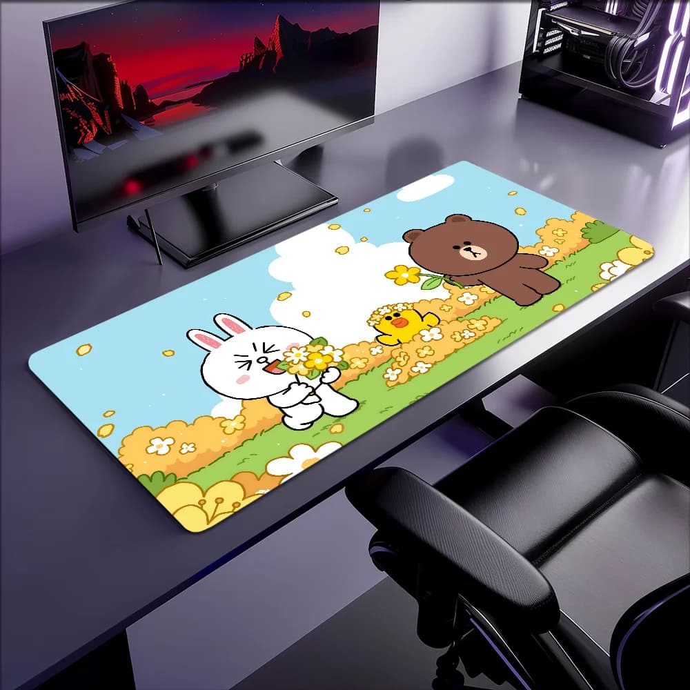 Tappetino per Mouse Antiscivolo con Bordo Cucito, per Ufficio, Studenti, Gaming, F-FRIENDS LINE, Spesso, Carino, Grande, per Scrivere