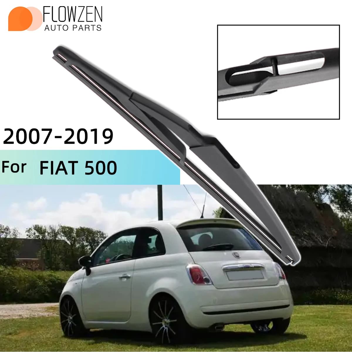 Parabrezza per auto Spazzola tergicristallo posteriore Parabrezza Parabrezza Pulito Portellone Finestra Spazzola antipioggia per FIAT 500 2007-2019
