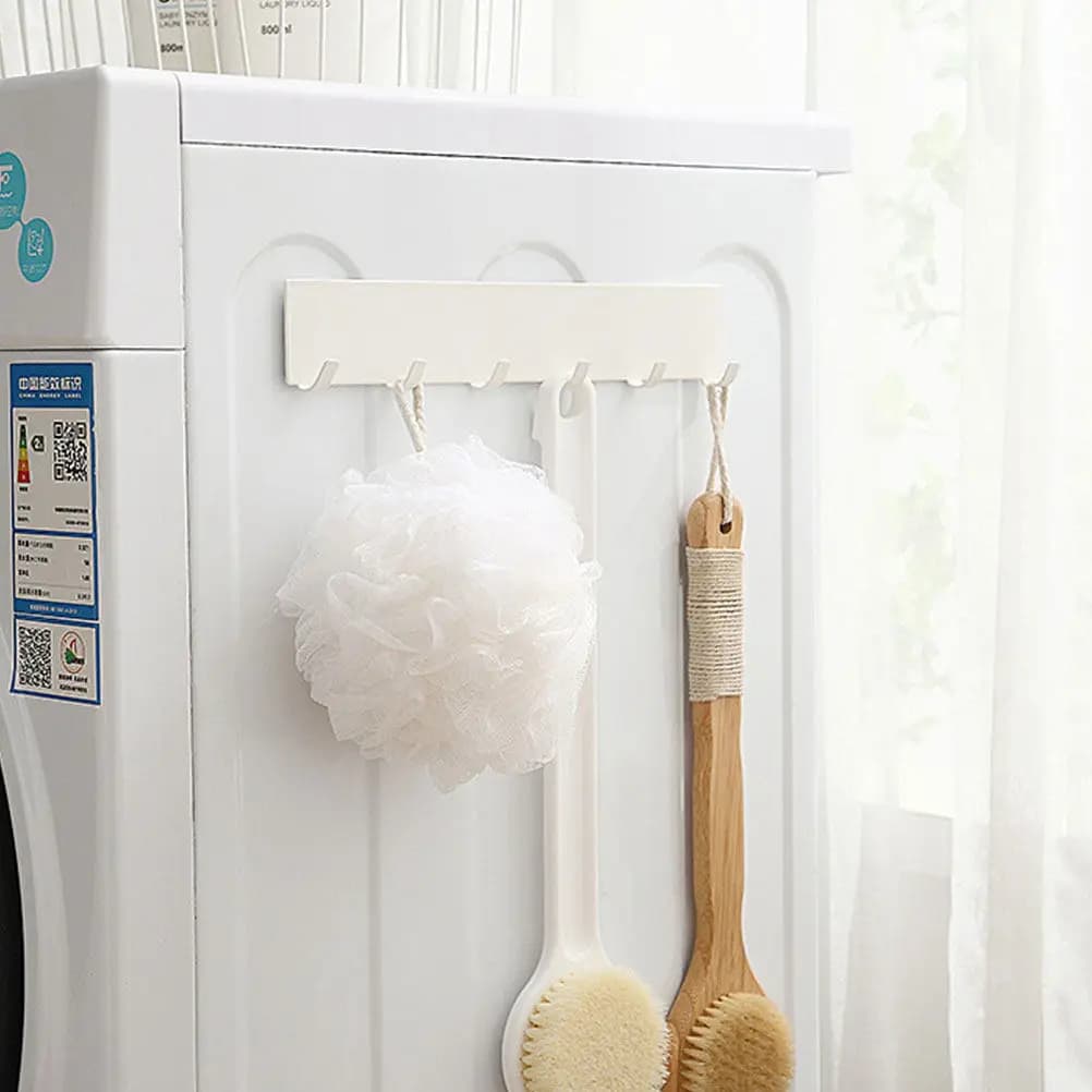 2Pcs 6-Hook Wall-Mounted Storage Hangers Multipurpose Indoor Wall Sundries Organizer Hooks for Kitchen Bathroom Clothes Bags