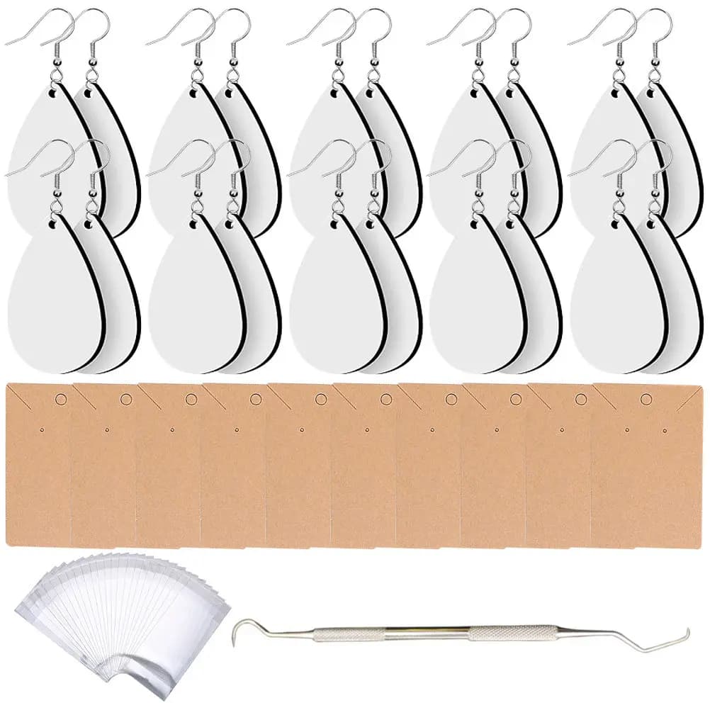 Set di 1 Pezzo di Pendenti a Goccia Non Finiti per Sublimazione, a Forma di Goccia d'Acqua, per Creazione di Gioielli Fai-da-Te, Regalo Termosaldabile
