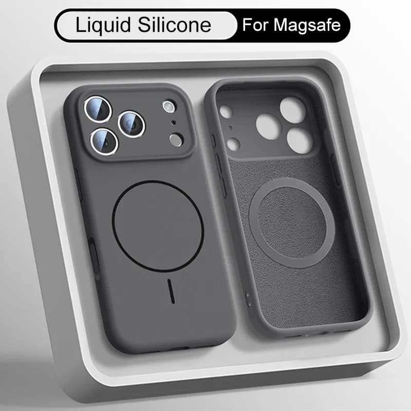 Luxury Liquid Silicone Case For iPhone 18 17 Air 16 Pro 15 14 13 Pro Max Plus Soft For Magsafe Magnet Shockproof Matte Cover