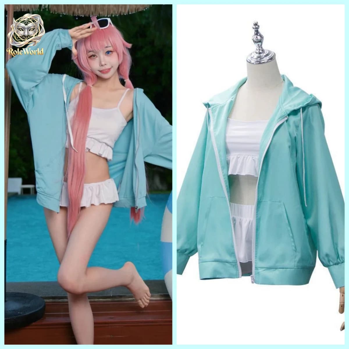 Blue Archive Takanashi Hoshino Swimsuit Cosplay Full Set Women Anime Costume For Beach Cos Photoshoot
