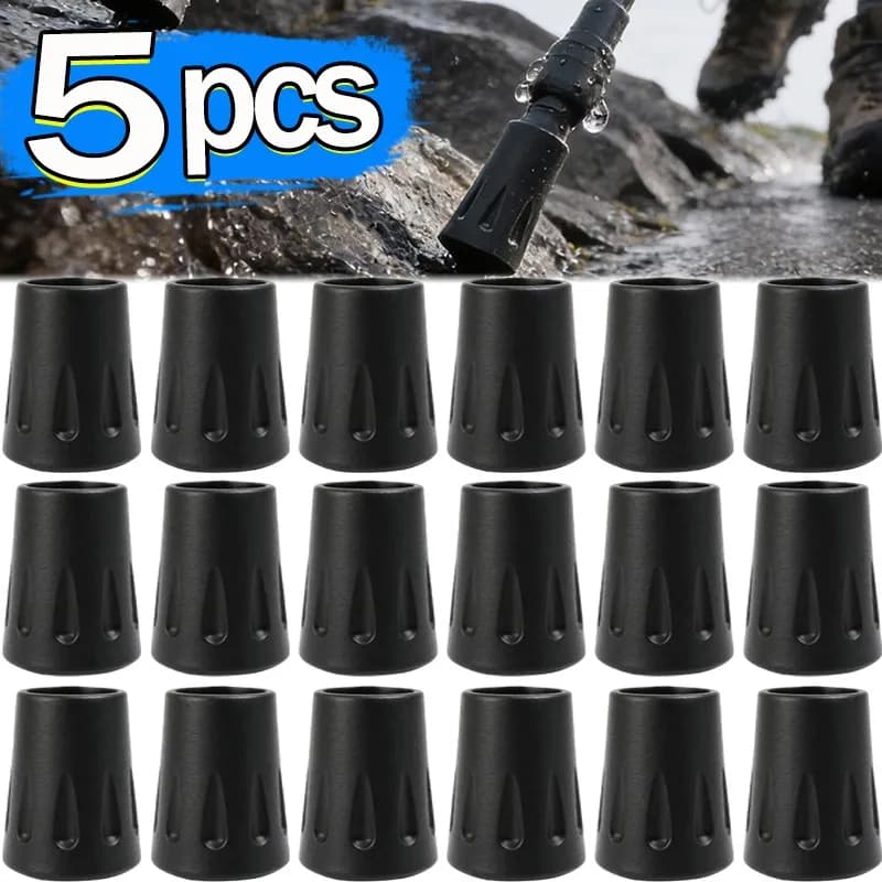 Trekking Pole Tip Protectors Anti Slip Shock Absorbing Feet Sleeves for Hiking Poles Fit for Mountaineering Walking Sticks 5pcs