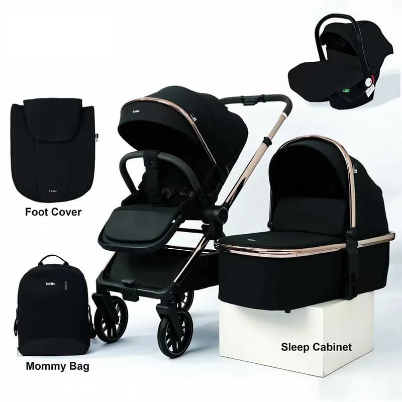 Passeggino Leggero 3 in 1 con Seduta Alta, Seggiolino Auto di Sicurezza e Navicella Multifunzionale