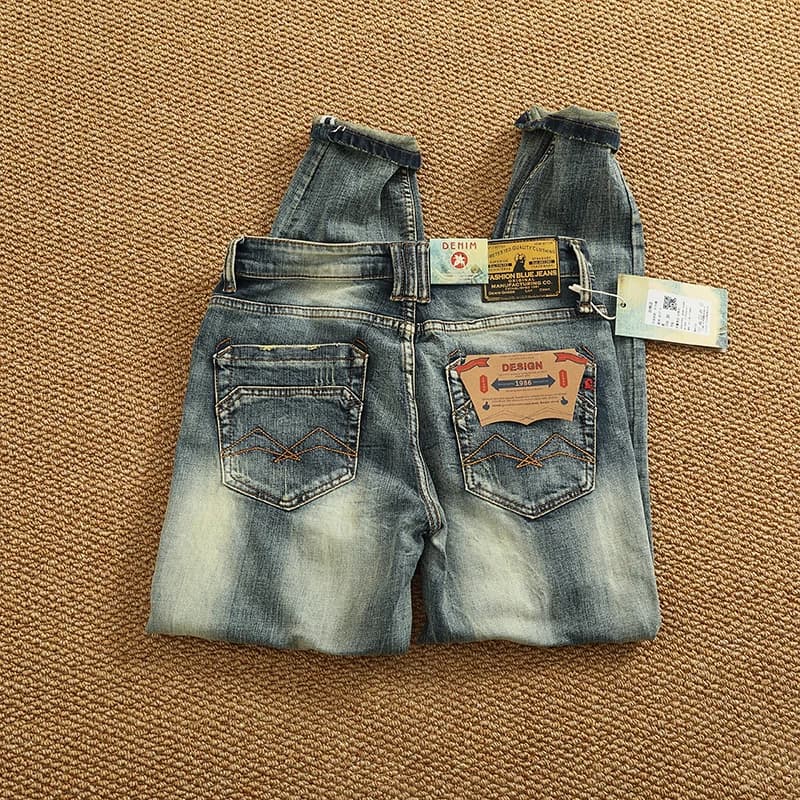 Slim-fit denim pants Men's new all-in-one vintage ripped comfort stretch pants