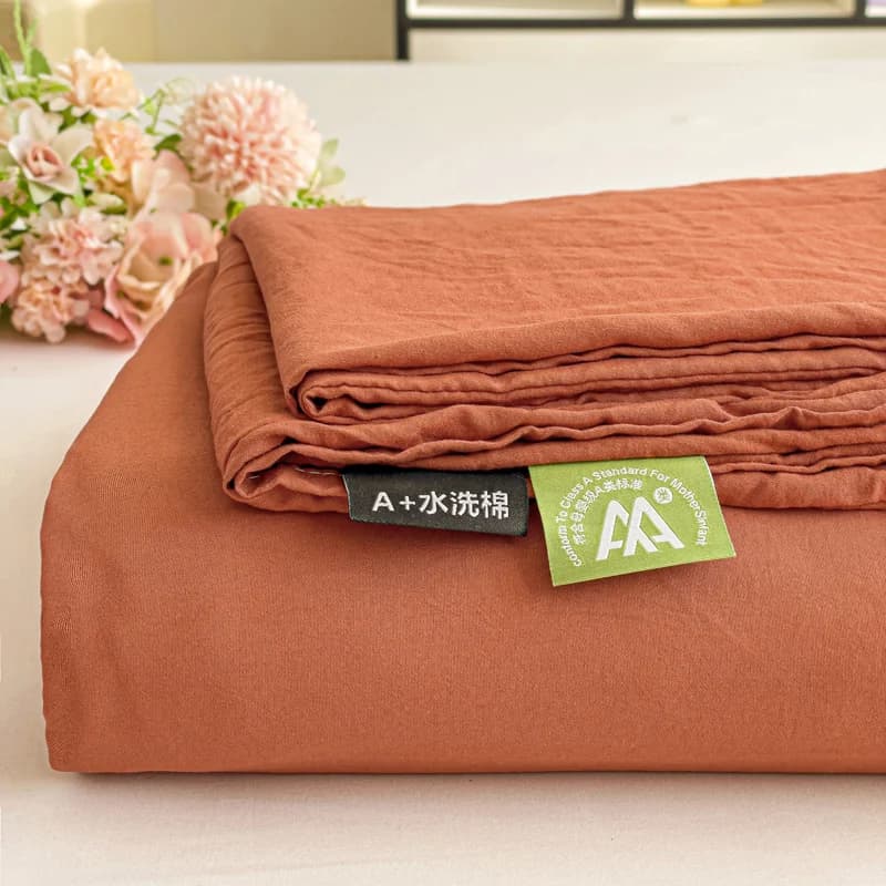 Washed Cotton Bed Flat Sheet For Double Bed Plain Solid Color Top Sheets Single/Queen/King Flat Bedsheets Home Bed Linen Sheets