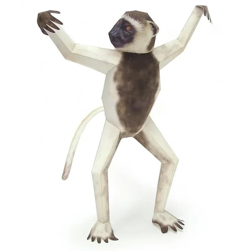 Verreaux's Sifaka Monkey Paper Model Origami Art Realistic Animal Mini 3D Papercraft DIY Kids Adult Handmade Craft Toys WE-055