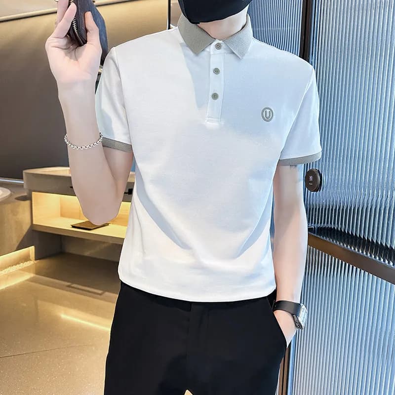 Small Size Men's Shirt Casual Short Sleeve Turn-down Collar T-shirt Half Sleeve Summer Fashion Business Casual Cotton Po...