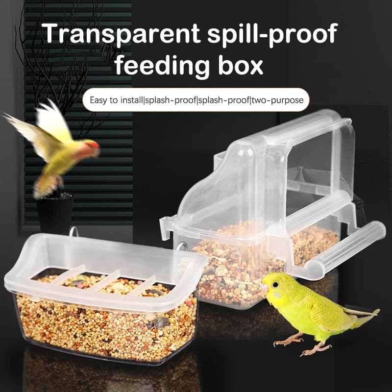 Abbeveratoio per pappagalli, forniture per uccelli, gabbia per uccelli, ciotola sospesa per acqua, contenitore per alimenti in plastica per animali domestici