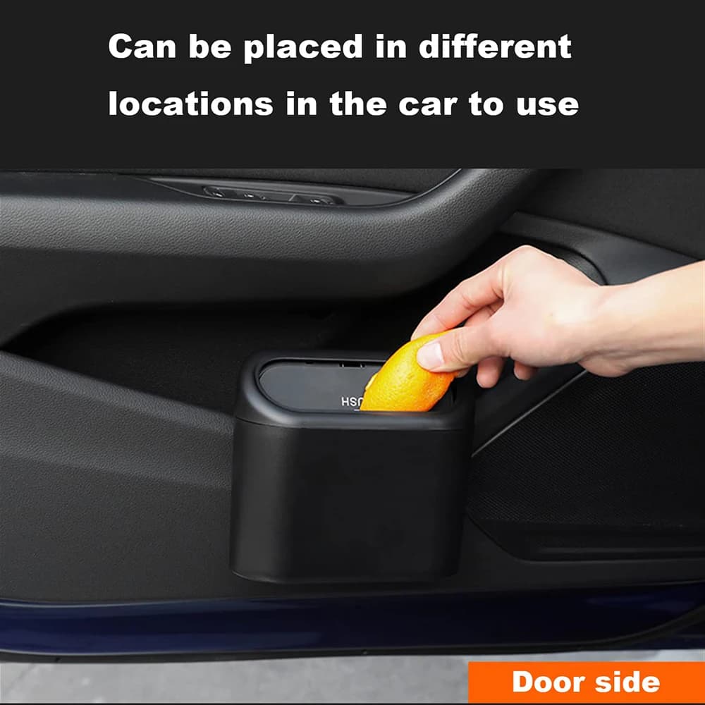 Bidone della spazzatura per auto sospeso - Bidone della spazzatura per veicoli salvaspazio con coperchio aperto a pressione - Scatola portaoggetti in plastica resistente per l'organizzazione automatica