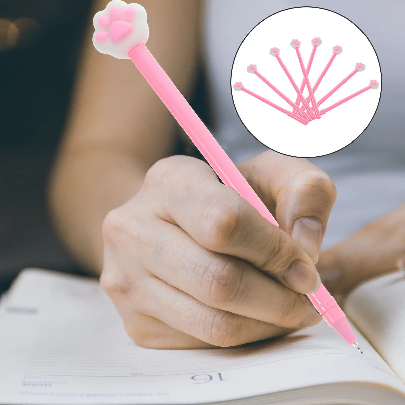 16 penne gel a forma di zampa di gatto, penne gel per scrittura fluida, per studenti, materiale scolastico, firma in ufficio e regalo di compleanno