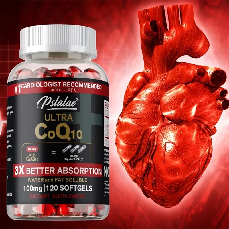 CoQ10 supplement: supports vascular and heart health, balances blood pressure, for absorption, increases energy levels