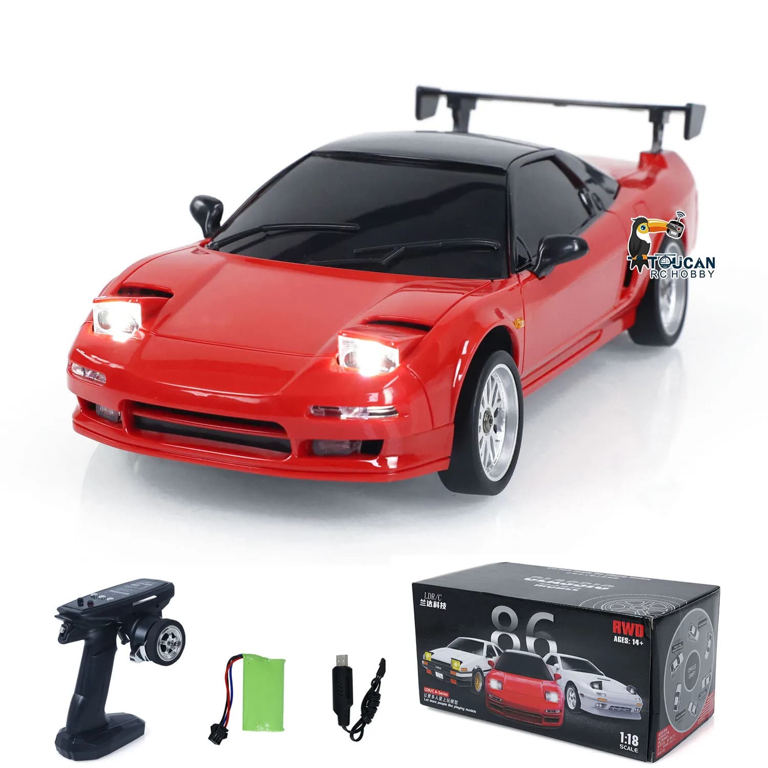 LDRC RC Drift Car LD1803 2WD 1:18 Veicoli da corsa con controllo wireless Modello giroscopio Pronto per giocare Giocattolo per ragazzi