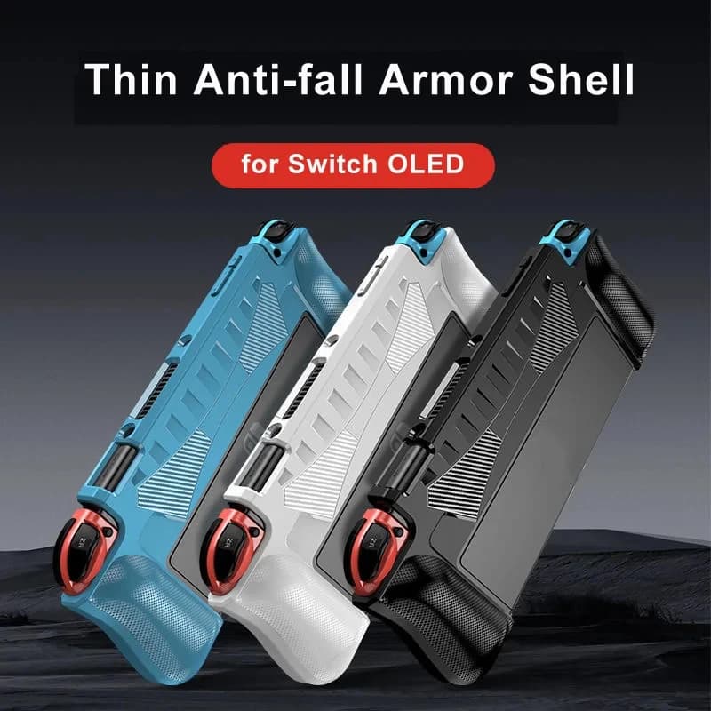 Custodia Protettiva Dockabile per Switch OLED 2021, Cover Ergonomica in Silicone Morbido con Texture in Fibra di Carbonio per il Gioco