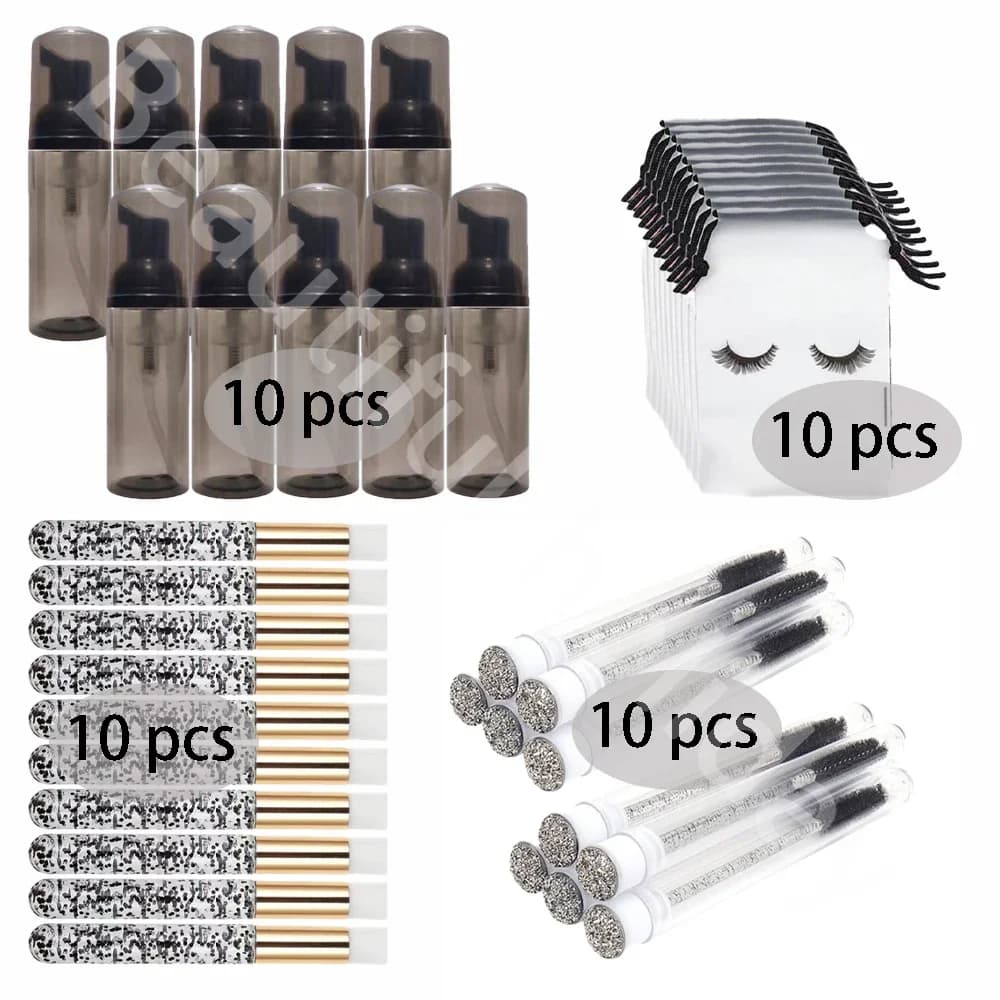 40 Pz/set Foam Bottle 60ML Plastic Brush Vacuum Pump Snail Makeup Bottle Detergent Soap Dispenser Tools for Skin Care