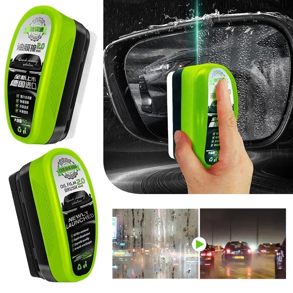 Dispositivo per la rimozione della pellicola di olio per vetro per auto Potente detergente per parabrezza Spugna per vetro per auto Spazzola per la pulizia Macchie d'acqua Strumenti per la rimozione delle macchie