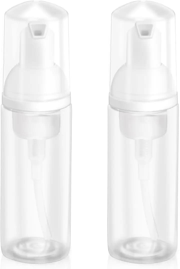 Flacone con pompa in plastica da 2 oz, dispenser schiumogeno da viaggio per sapone per le mani, shampoo (2 pezzi, 60 ml)