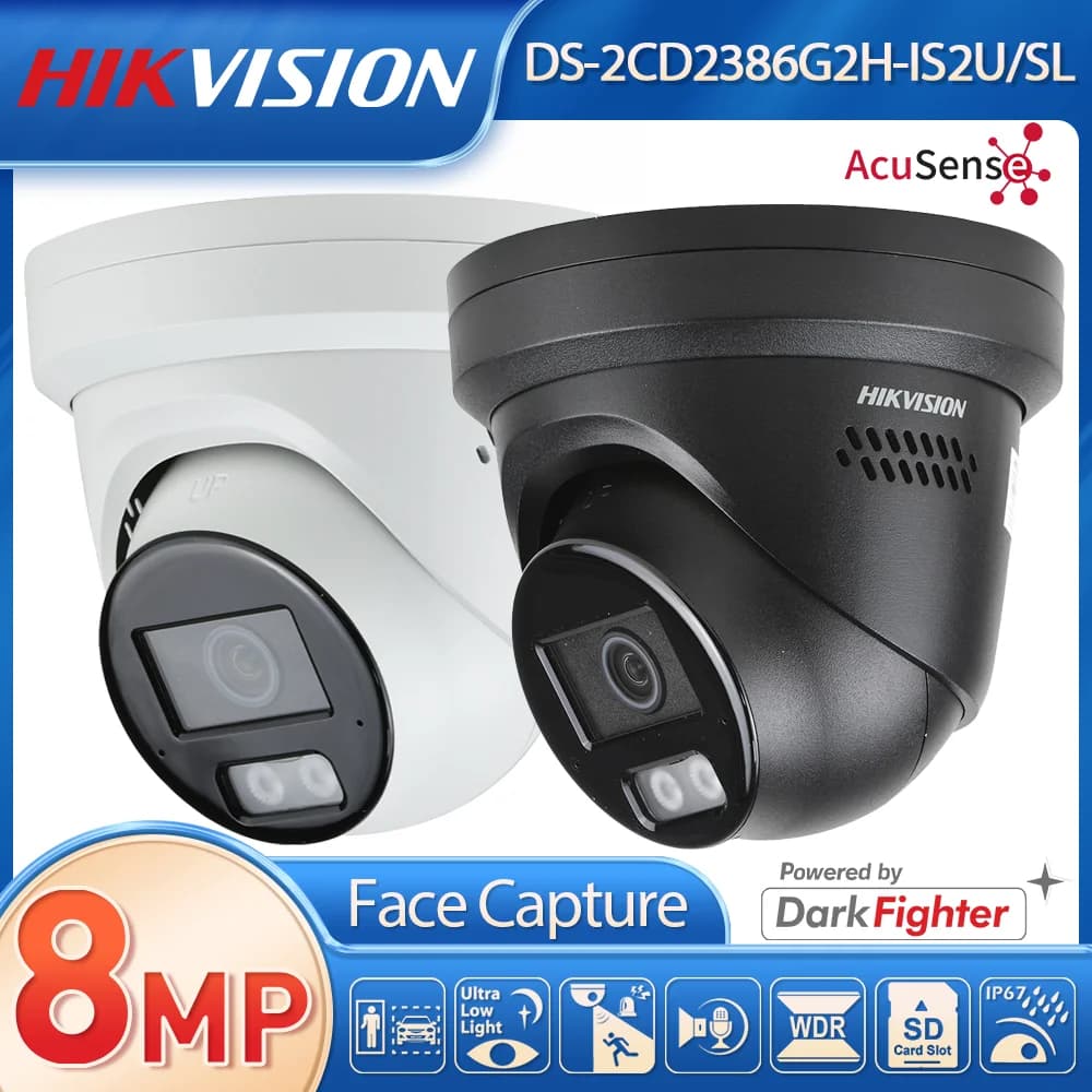 Telecamera IP di Sicurezza Hikvision 4K Turret AI con AcuSense, Luce Stroboscopica, Dissuasione Attiva, Avviso Acustico, Rilevamento Umano e Veicolare, Comunicazione Bidirezionale
