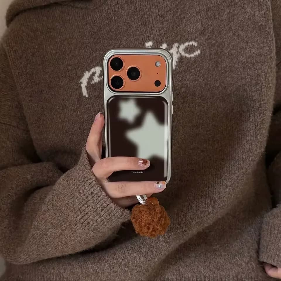 Custodia per telefono alla moda antiurto Ins Trendy con stelle blu e marroni per iPhone 17 16 15 14 13 12 11 PRO MAX PLUS 17air 16e, Cover con colla a goccia
