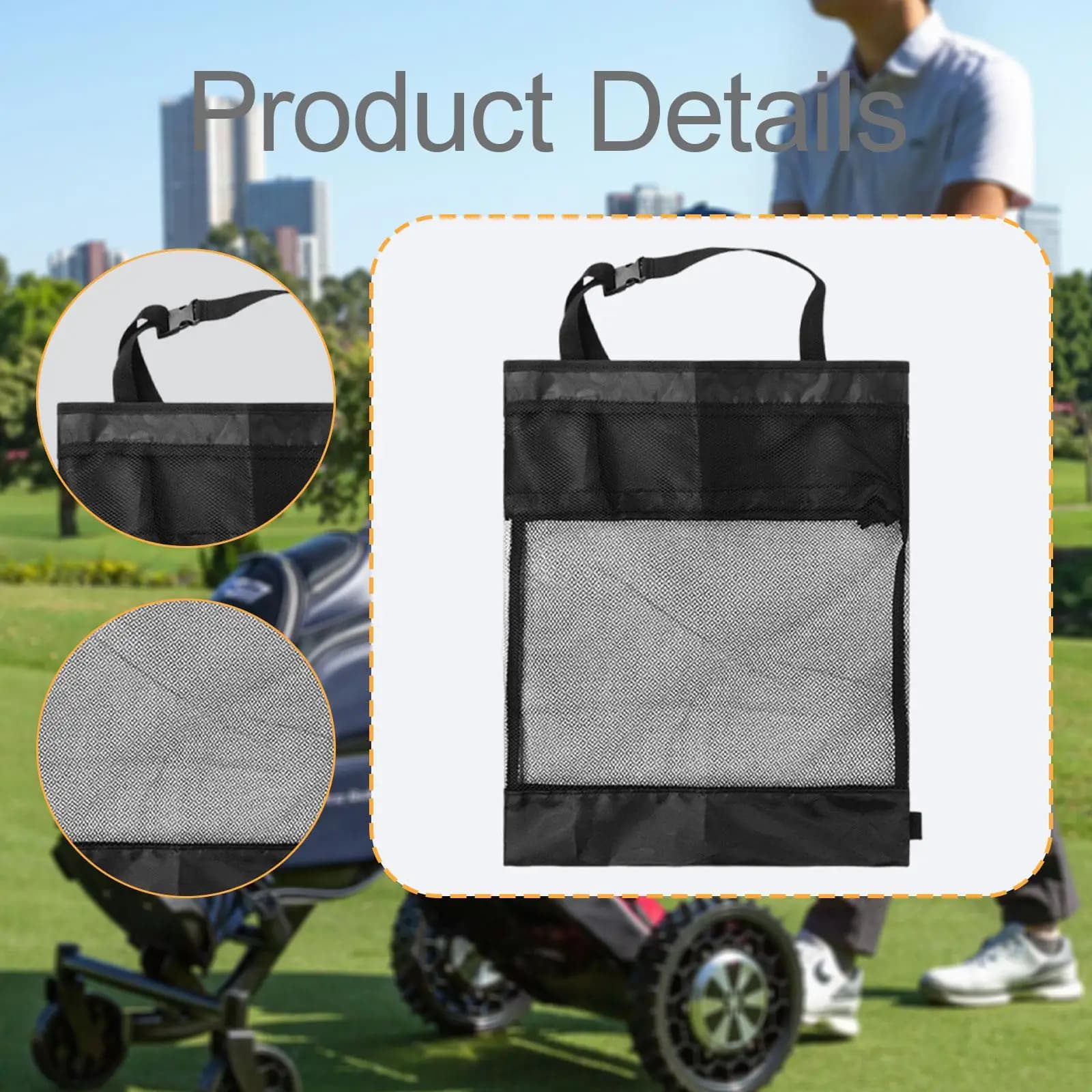 Borsa portaoggetti per carrello da golf, organizer in rete, copritesta per mazze da golf, per uomo e donna, per giocare, per picnic, palline da golf, scarpe, attrezzatura portatile
