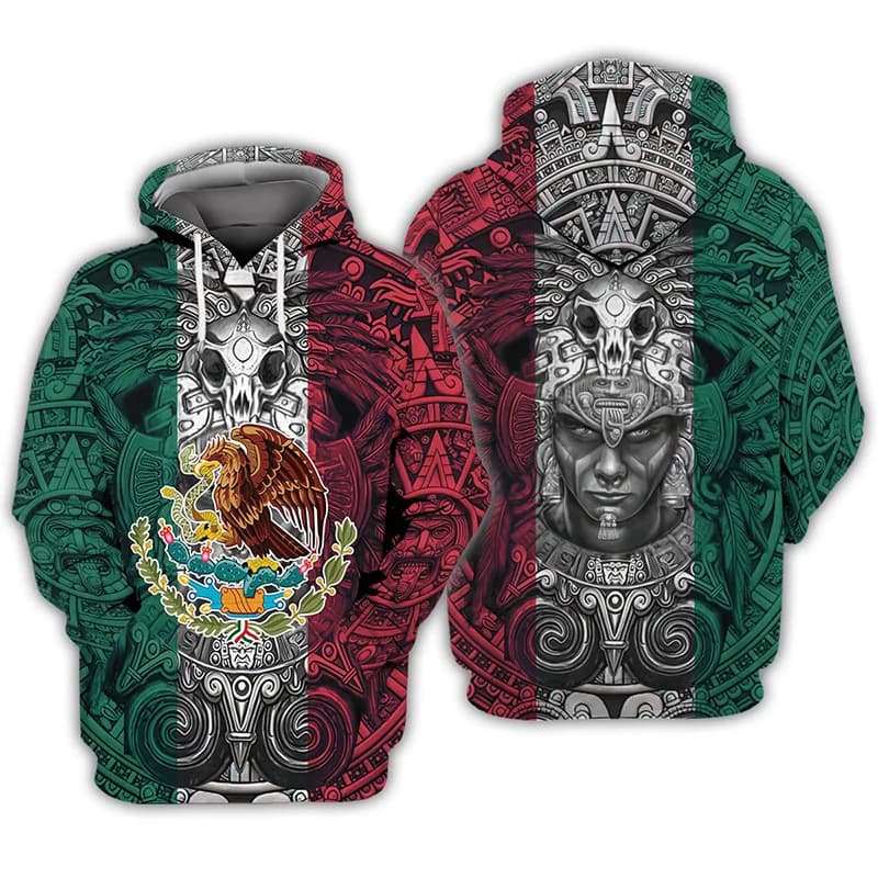 Felpe con cappuccio modello bandiera messicana per uomo donna emblema nazionale felpa stampata in 3D pullover Casual con cappuccio maniche lunghe top larghi