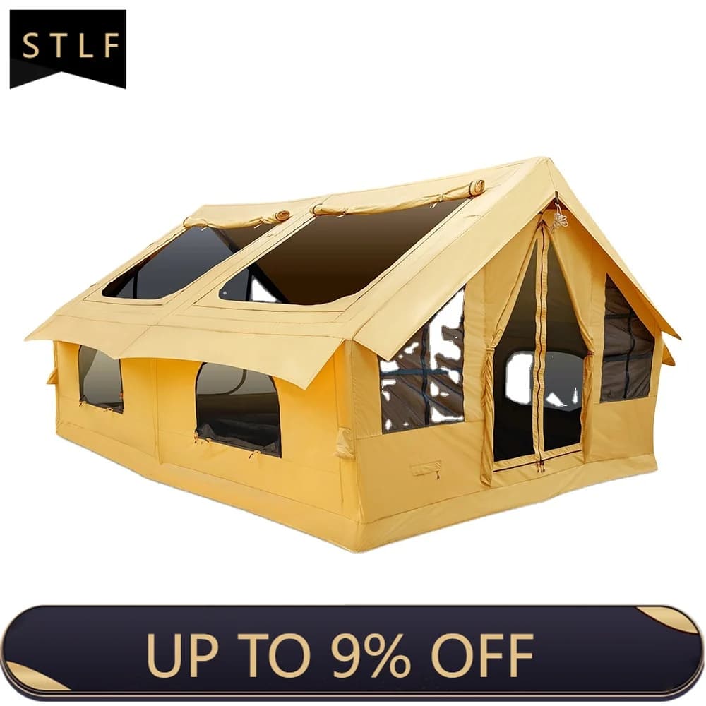 Inflatable Panda Tent for 4-8 Persons, 4 Seasons, with Opening for Stove and Pump, in Oxford Fabric Waterproof, Luxury Camping Tent, Easy to Fit with Ca