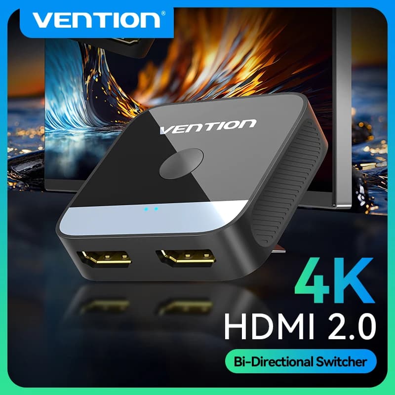 Vention Splitter bidirezionale 4K/60Hz HDMI 2.0 a 2 porte Switcher portatile 2 in 1 uscita/1 ingresso 2 uscite per PC Xbox PS5/4 MacBook HDTV DVD