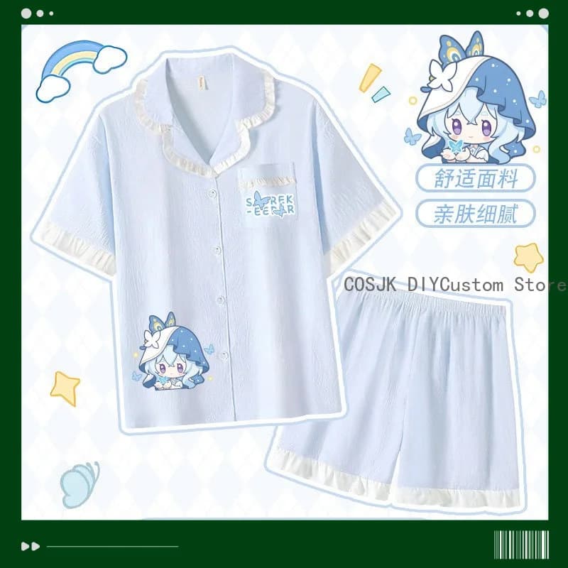 Game Wuthering Waves Phrolova Aemeath The Shorekeeper Cosplay Summer Short Sleeve Pajamas Men Woman Nightwear Home Wear Set