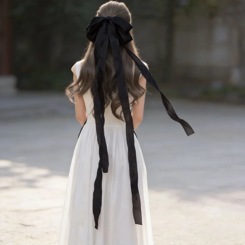 New Solid Color Hair Clip JK Style Long Ribbon Bow Bun Holder Hair Styling Sweet Style Ponytail Holder Wedding