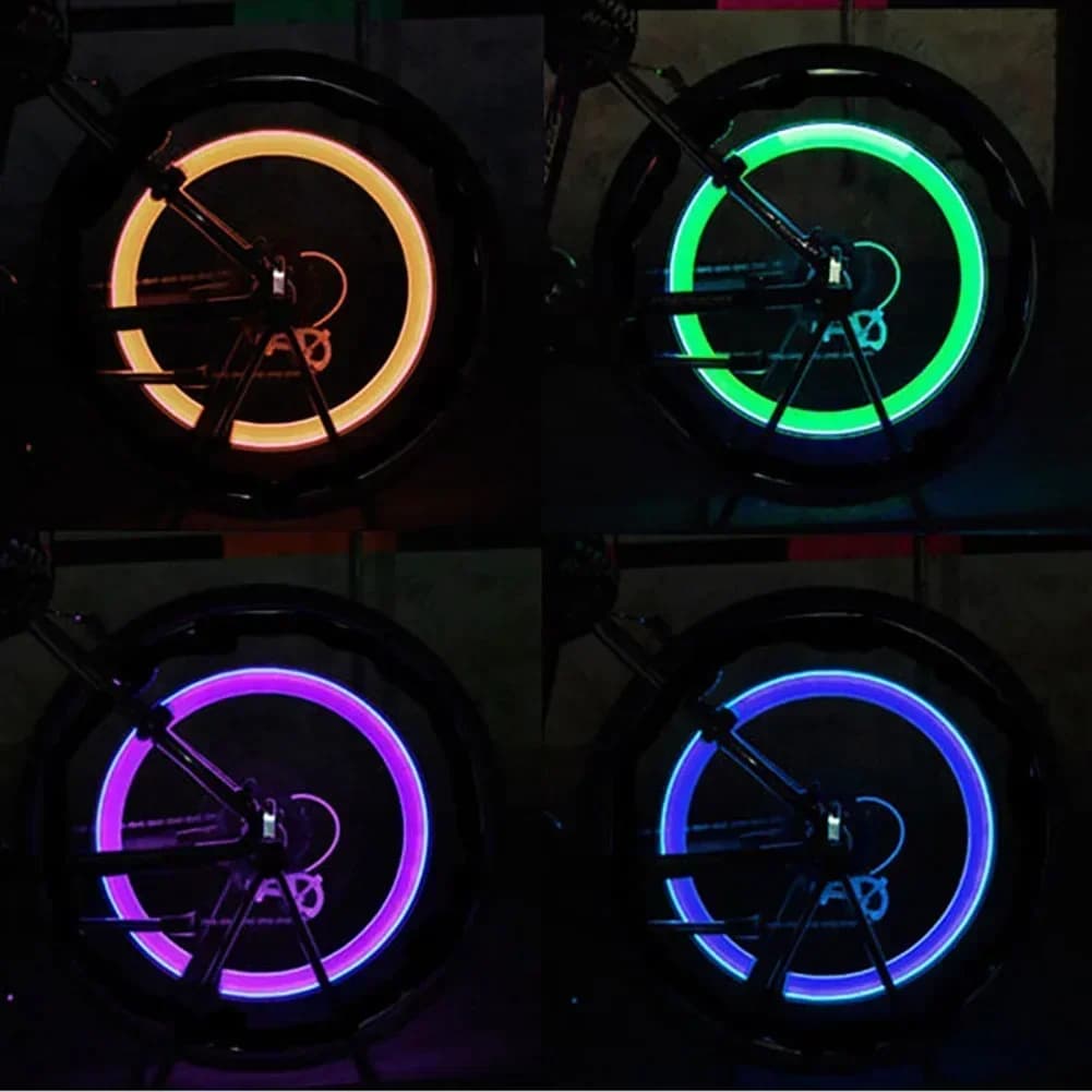 2 Pezzi Luci per Bicicletta con Sensore di Movimento LED e Batterie per Bici da Strada MTB, Tappi Valvola Pneumatici, Accessori per Biciclette