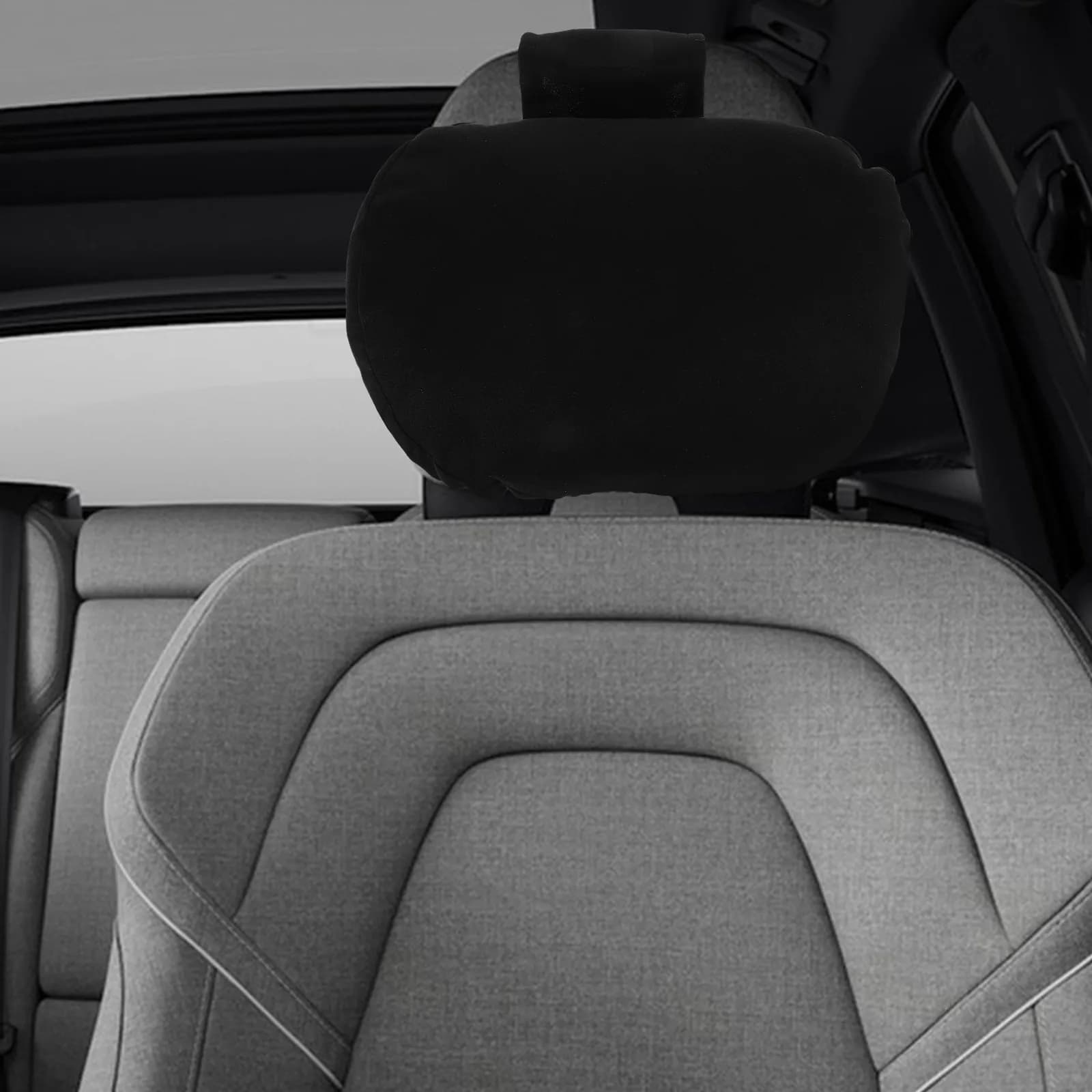 Cuscino Poggiatesta Nero per Auto con Tasche Laterali Multifunzionali, Supporto per il Collo per Sedile Veicolo, Comfort di Guida e Uso in Viaggio