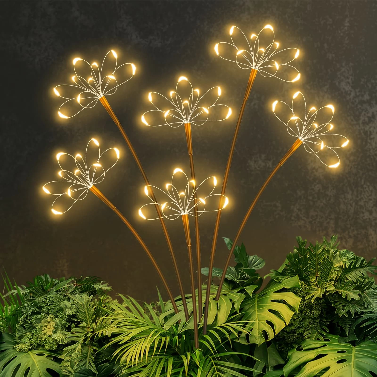 Solar Garden Fairy Light Outdoor Waterproof Solar Copper Wire Light Swing Firefly Lamp for Pathway Flowerbed Yard Gardening Gift