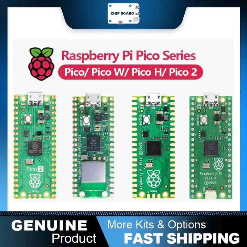 Original Raspberry Pi Pico/ 2, Pico with Wireless WiFi Development Board,Pico or Pico H with Pin Header, support MciroPython/C++
