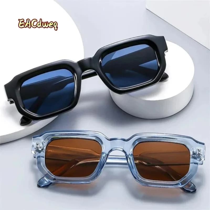 Vintage Rectangle Frame Sunglasses Man Fashion Sun Glasses Luxury Brand Design UV400 Shades Eyewear Women Goggles