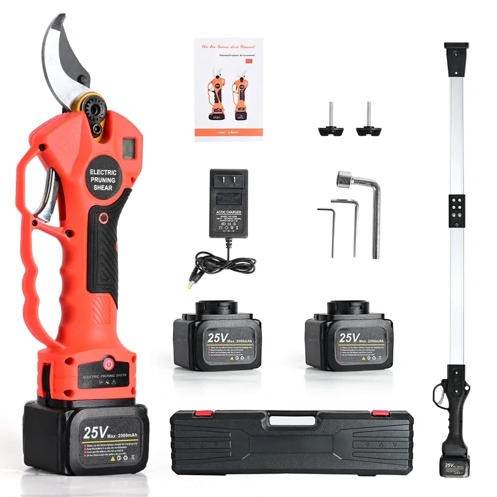 40 mm battery power supply with foldable pole, 25 V battery powered shaft pruning machine