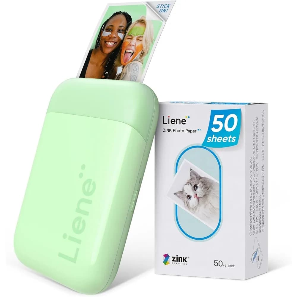 Mini Portable Instant Photo Printer with Bluetooth Compatibility, 50 Sheets Zink Paper, for Smartphones in Green