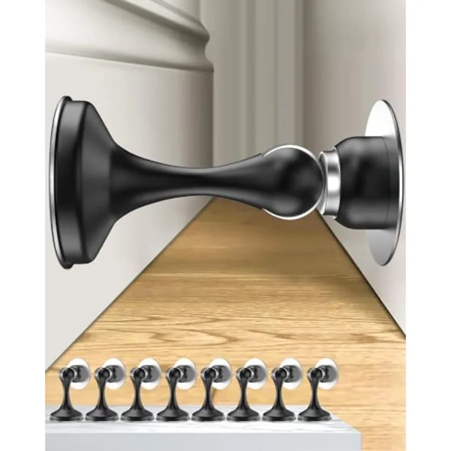 Magnetic Door Stoppers, Stainless Steel Door Stops for Wall and Floor Mounting, Door Holder Keep Door Open, No Drilling Door St