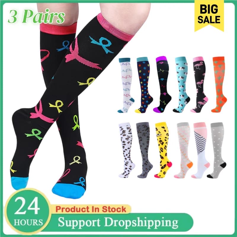 Unisex compression socks for men and women, medical diabetes, varicose veins, sports socks for racing, cycling, travel, flight, yoga