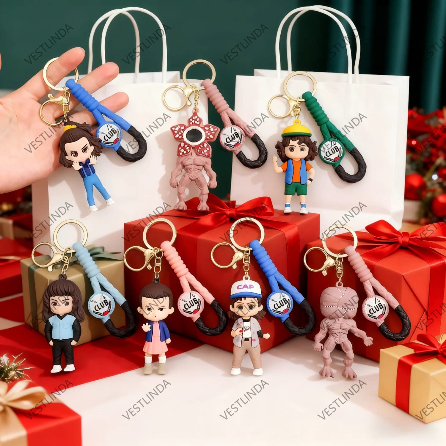 Keyring Stranger Things 2026: Robin, Barb, Steve, Dustin - Models Toy for Adults and Children - Perfect Gift