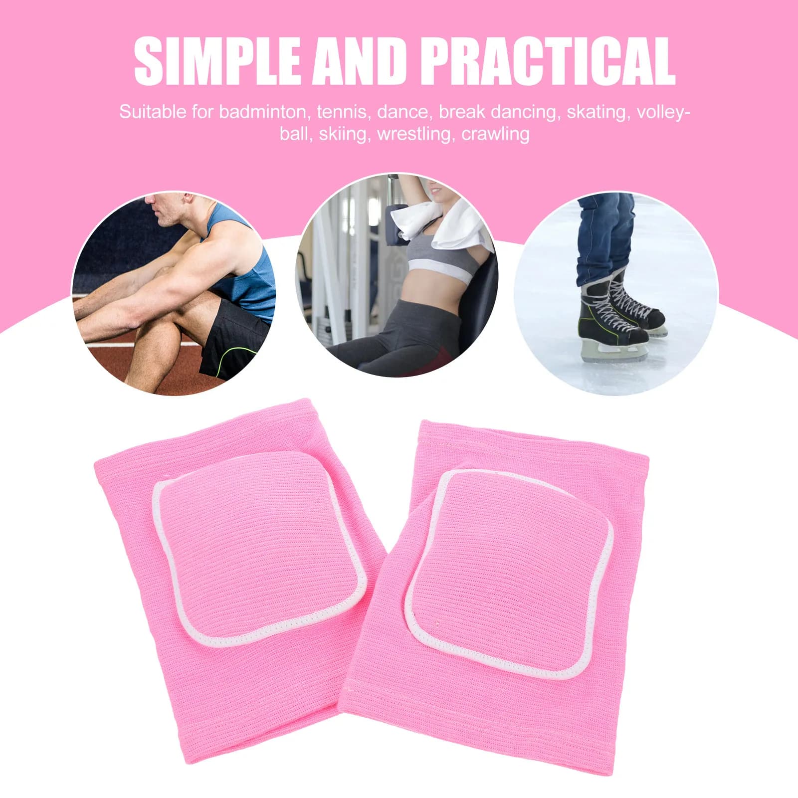 1 paio di ginocchiere elastiche in spugna, ginocchiere ispessite per corsa, pallavolo, danza, yoga, protezione per sport all'aperto