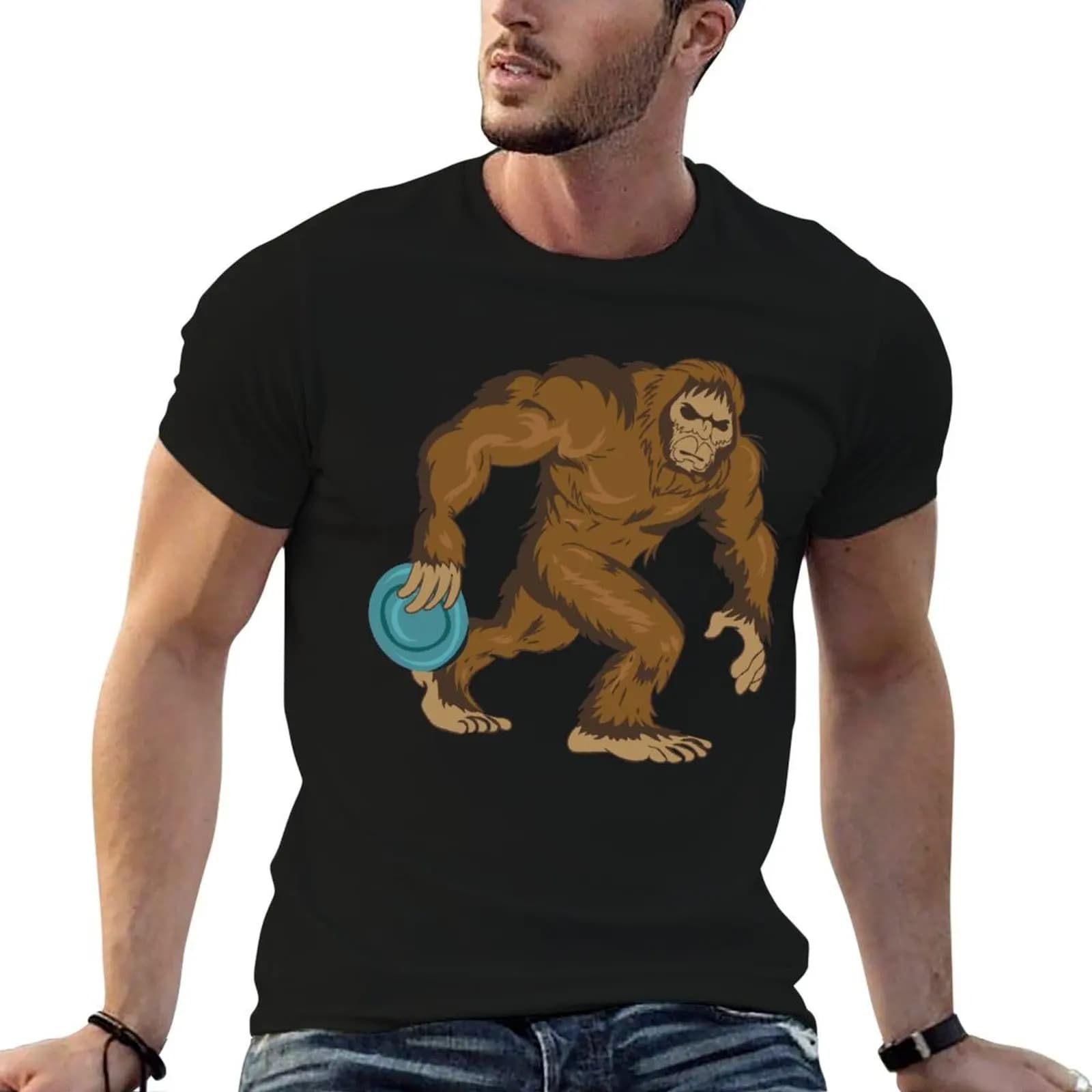 Regali per il disc golf, magliette Bigfoot Disc Golf per uomo e donna, t-shirt stampate per uomo, t-shirt da uomo, t-shirt firmata da uomo