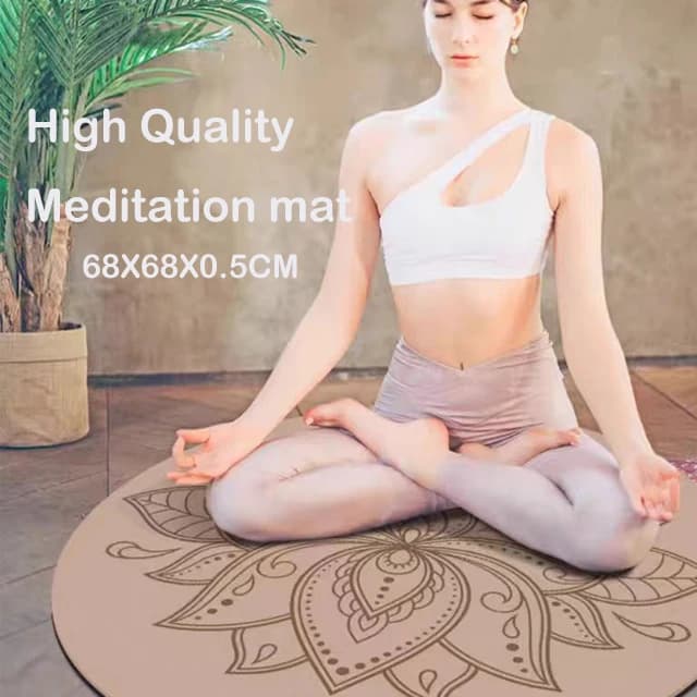 Eco-friendly Round Non-slip Yoga Meditation Mat with Logo Natural PU Rubber Fund durable and waterproof 11