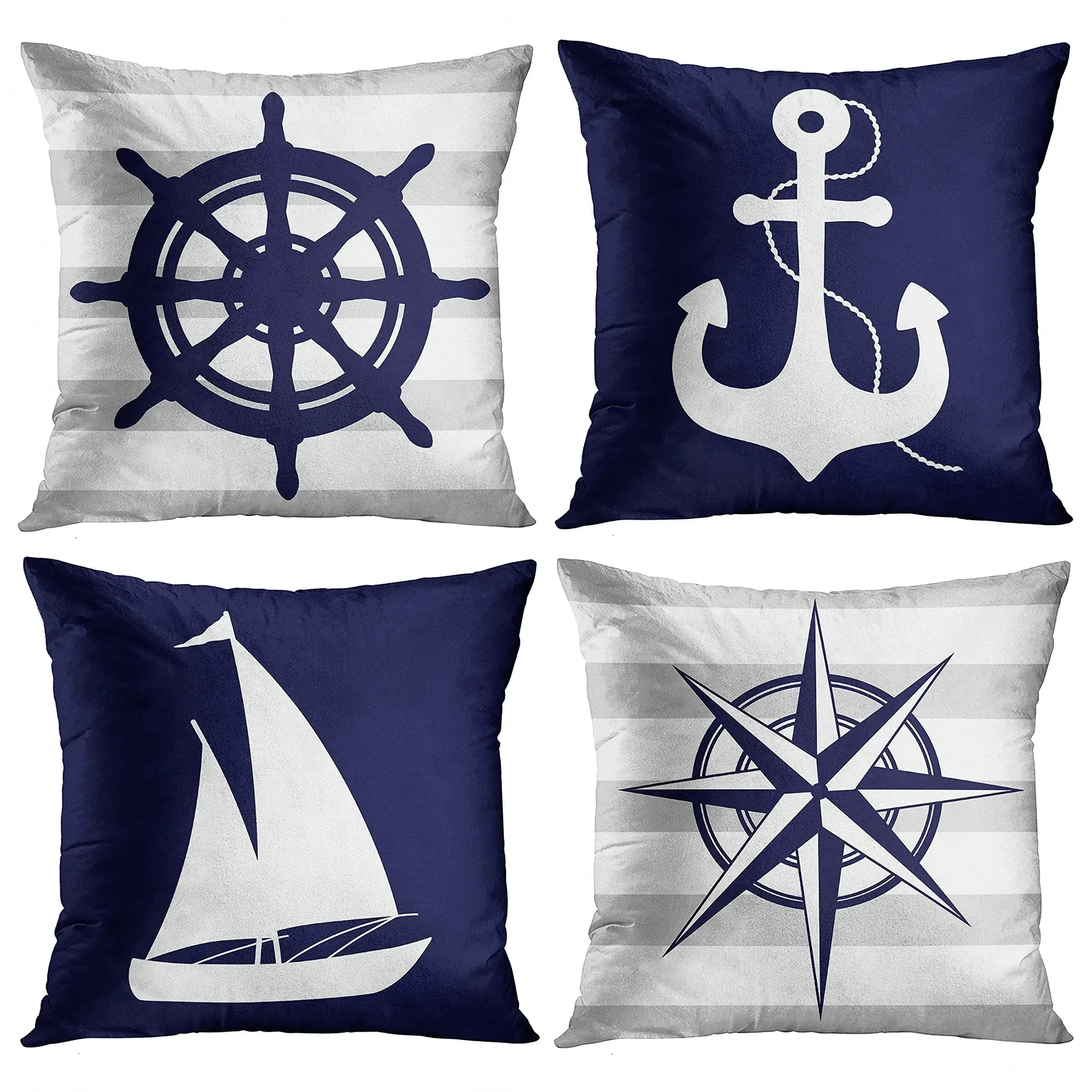 Anchor for sailboat nautical square rudder lining blue pillow lining for sofa cushion home decoration can be customized for you 40x40