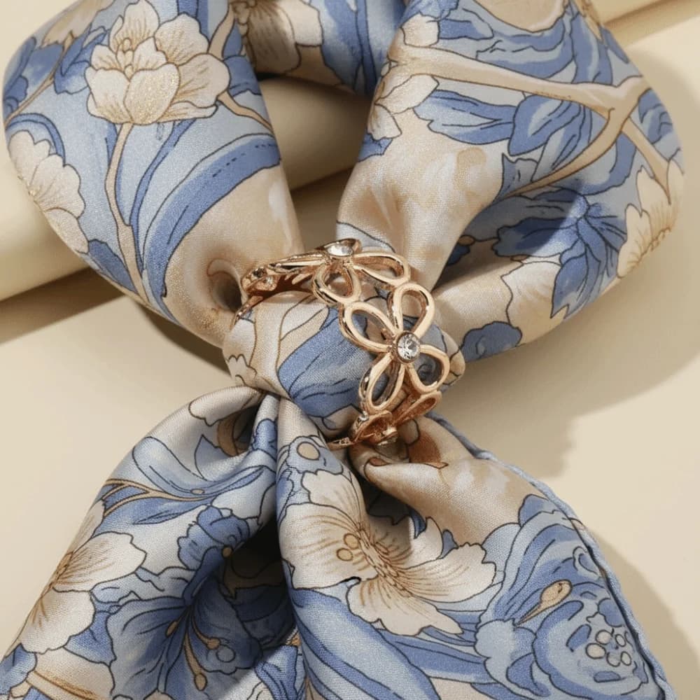 Crystal Shawl Rings Clip Hollow Out Alloy Material Scarf Buckle Flower Design Adjustable Hijab Clip Versatile Application