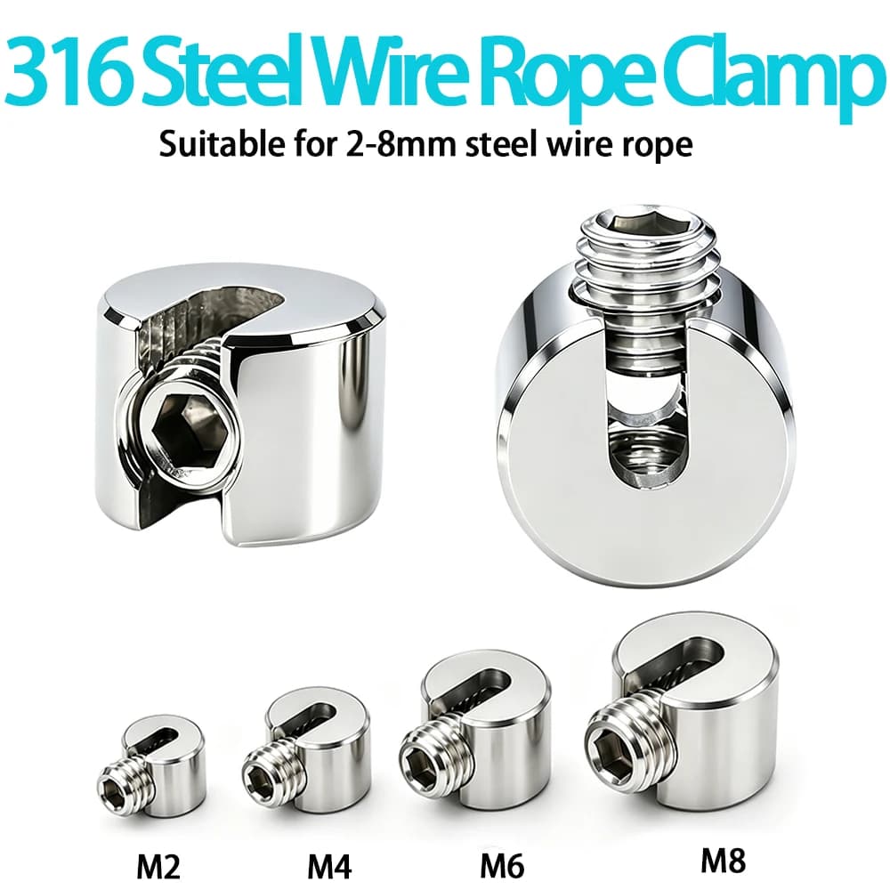 316 Stainless Steel Slotted Card Lock Clamp is Suitable for Fixing Balcony Furniture and Potted Plants With2-8mm Steel Wire Rope