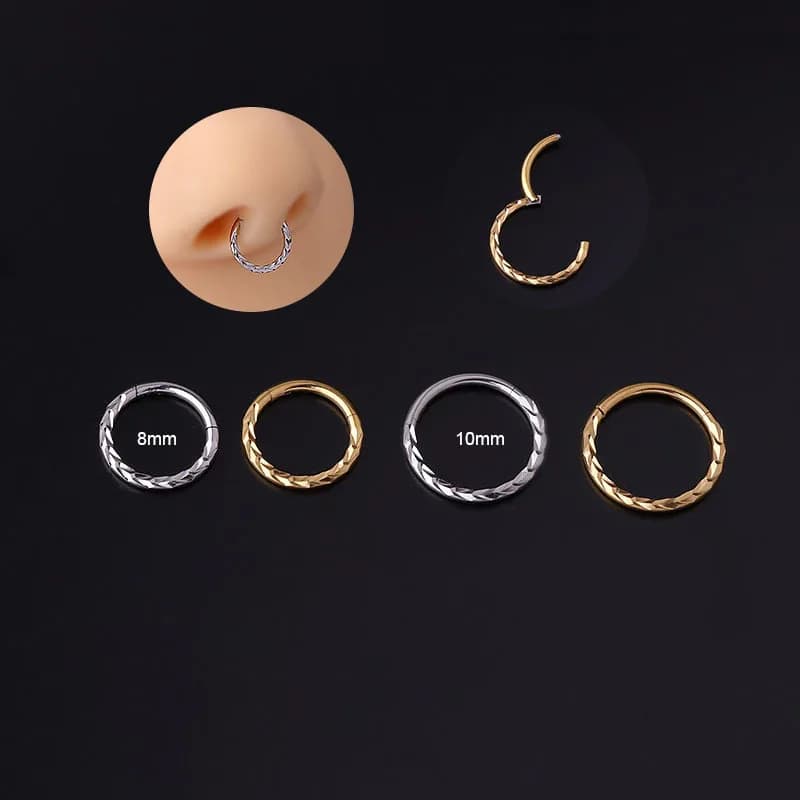 Piercing per Naso 16G 8/10mm in Argento/Oro, Orecchini a Cerchio Ipoallergenici in Acciaio Inossidabile per Cartilagine, Gioielli per Uomo e Donna