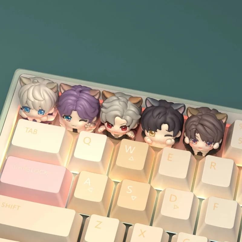Gioco Love And Deepspace Sylus Xavier Zayne Rafayel Cat Keycap Tastiera meccanica Regalo in resina per gli amici Kawaii carino