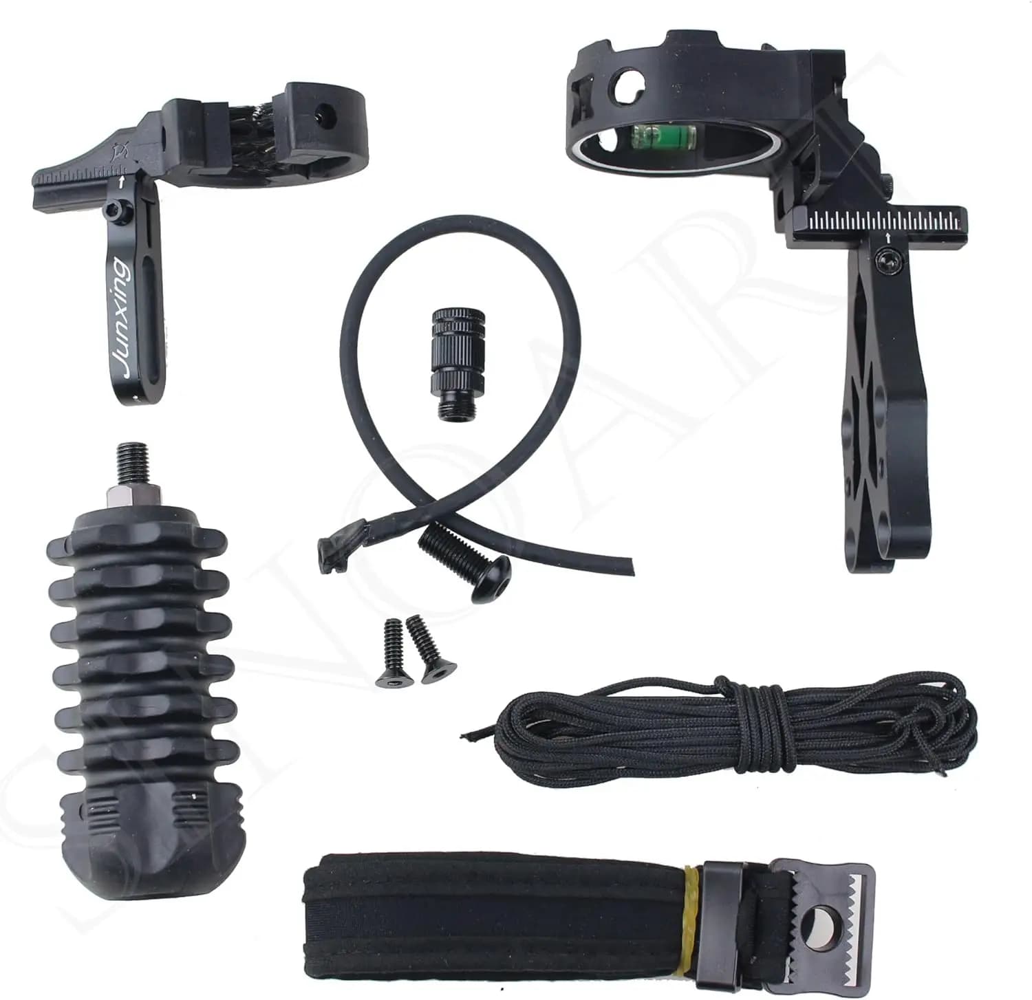 Set combinato di accessori per tiro con l'arco Aggiornamento tiro con l'arco, mirino per arco a 5 pin con livello e luce, poggiafreccia, stabilizzatore, imbracatura