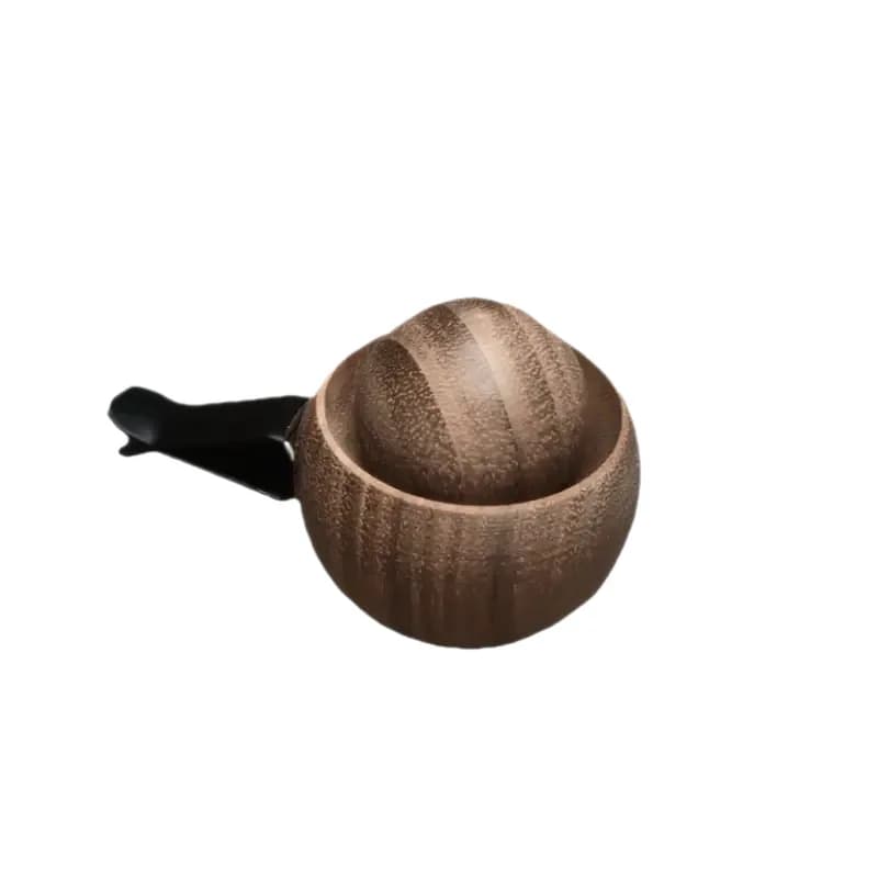 Handmade Solid Wood Car Vent Diffuser, Small Round Egg Shaped Natural Black Walnut Wood Car Aromatherapy Fragrance