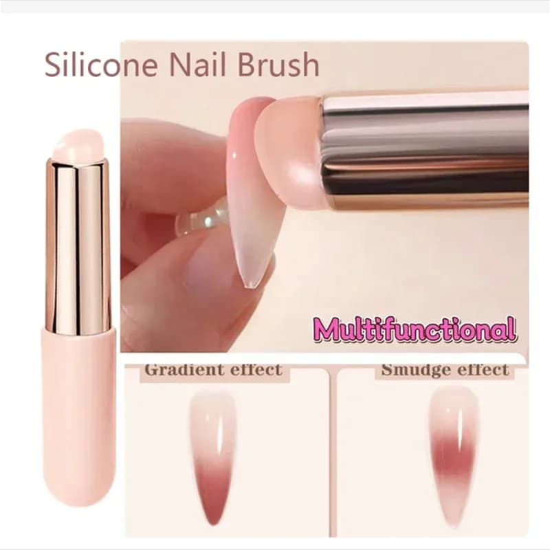 Nail Art Silicone Brush Reusable Mirror Powder Pigment Applying Manicure Tool Gradient Effect Nail Arts Silicone Applicator